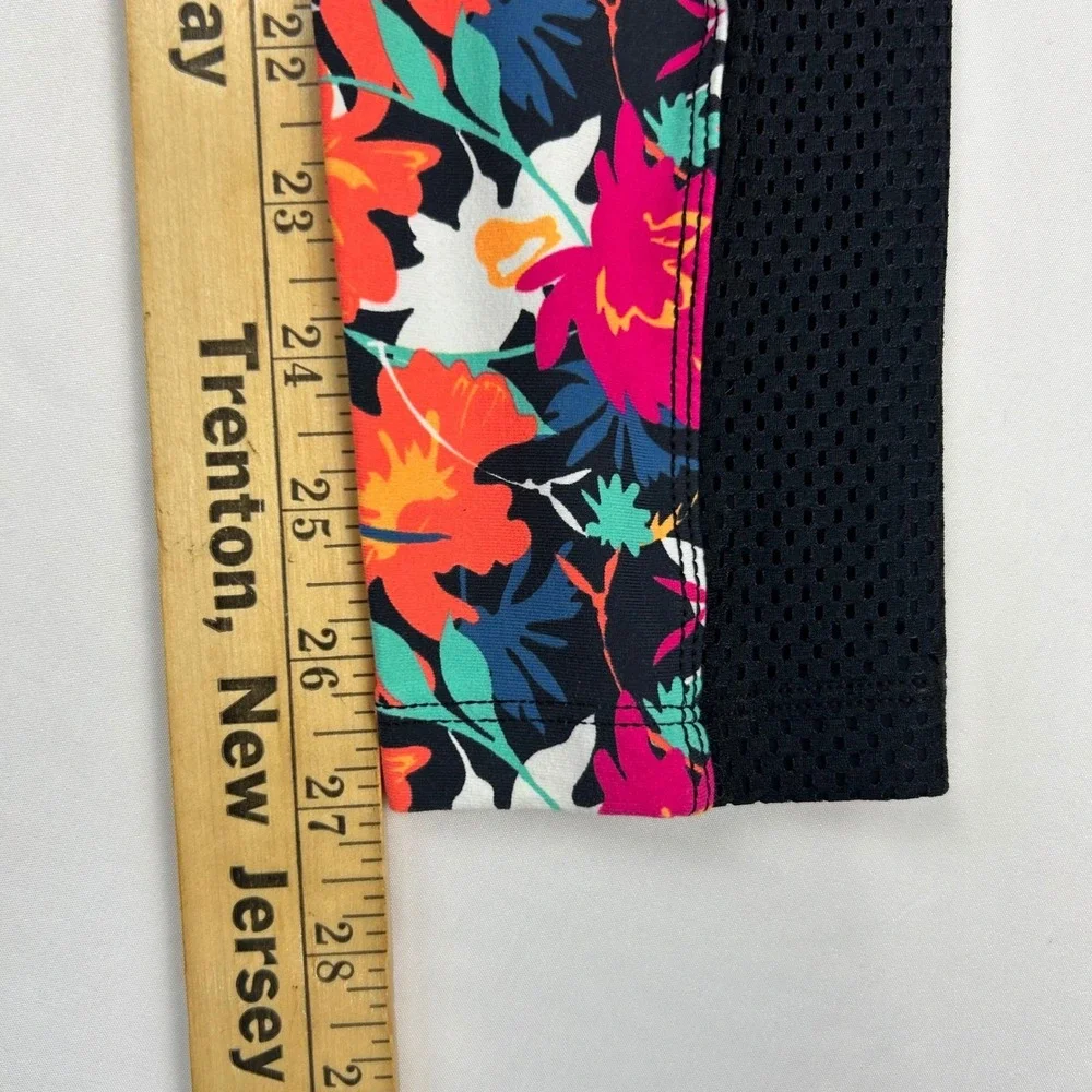 Lorna Jane LJ Black Tropical Floral Mesh Panel Activewear Leggings Small‎ 136745